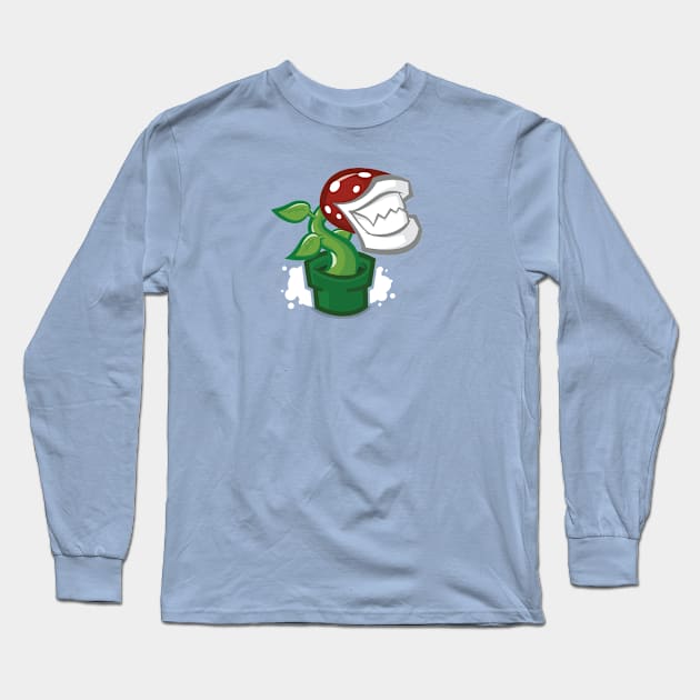 Piranha plant Long Sleeve T-Shirt by boudewijndanser